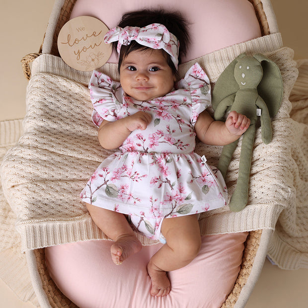 Snuggle Hunny Short Sleeve Organic Dress - Cherry Blossom
