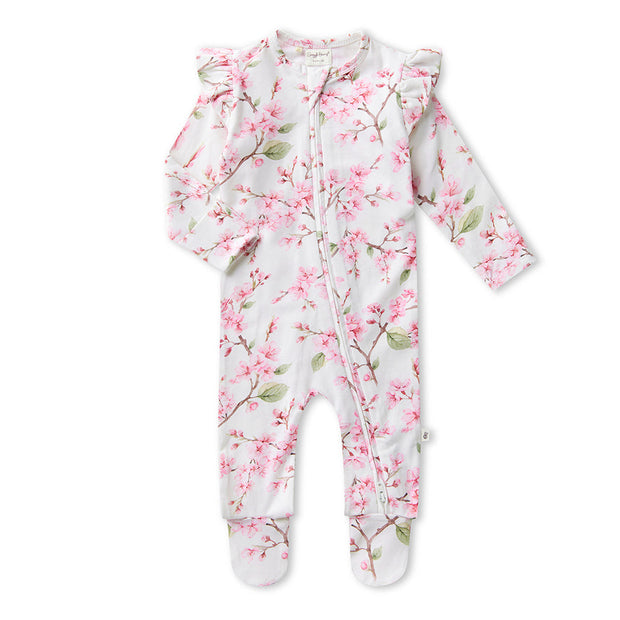 Snuggle Hunny Organic Snuggle Sleepsuit Zip Footie - Cherry Blossom