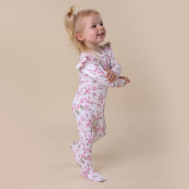 Snuggle Hunny Organic Snuggle Sleepsuit Zip Footie - Cherry Blossom