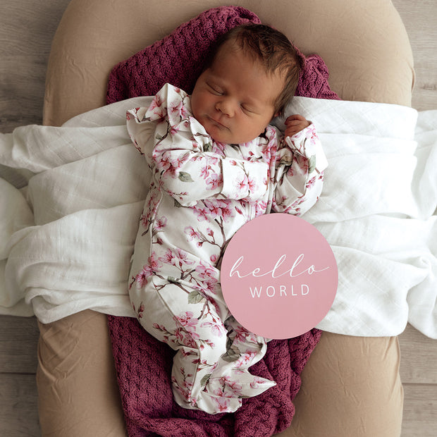 Snuggle Hunny Organic Snuggle Sleepsuit Zip Footie - Cherry Blossom
