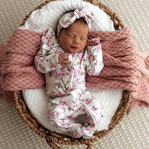 Snuggle Hunny Organic Snuggle Sleepsuit Zip Footie - Cherry Blossom