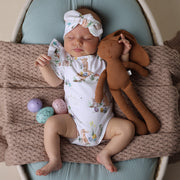 Snuggle Hunny Short Sleeve Organic Bodysuit with Frill - Easter - Easter Bunnies
