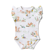 Snuggle Hunny Short Sleeve Organic Bodysuit with Frill - Easter - Easter Bunnies