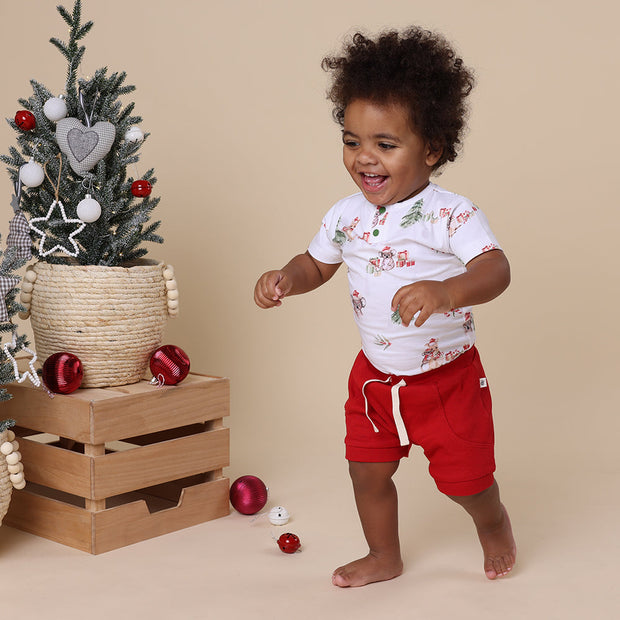 Snuggle Hunny  Short Sleeve Organic Bodysuit - Christmas - Kangas & Koalas
