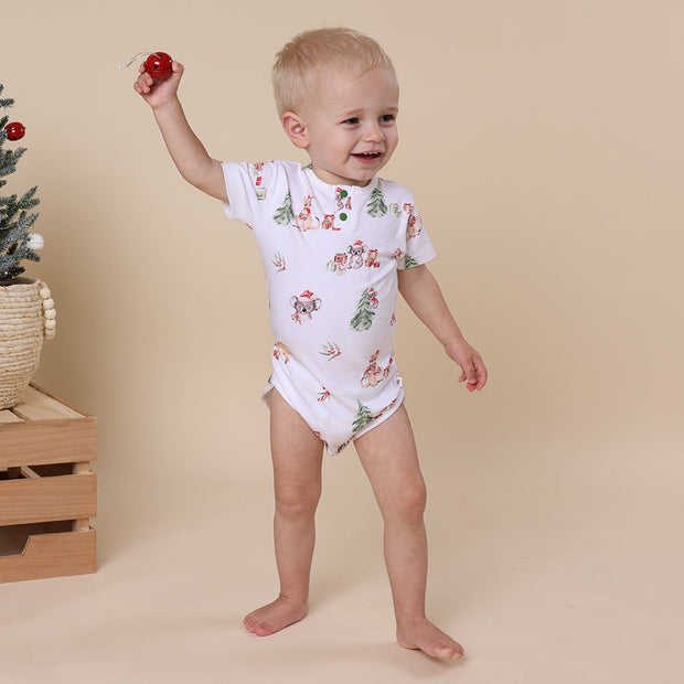 Snuggle Hunny  Short Sleeve Organic Bodysuit - Christmas - Kangas & Koalas