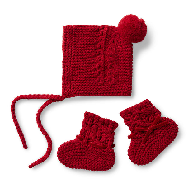 Snuggle Hunny Red Merino Wool Bonnet & Booties