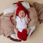 Snuggle Hunny Red Merino Wool Bonnet & Booties