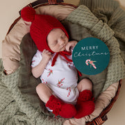 Snuggle Hunny Red Merino Wool Bonnet & Booties