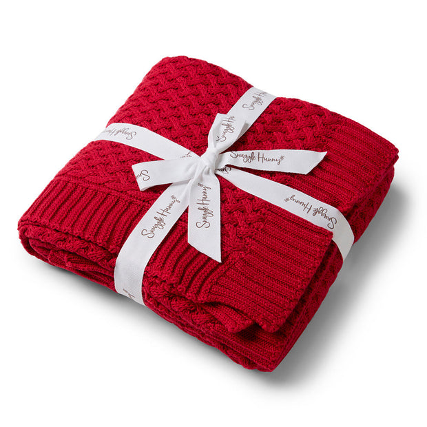 Snuggle Hunny Red Diamond Knit Organic Baby Blanket
