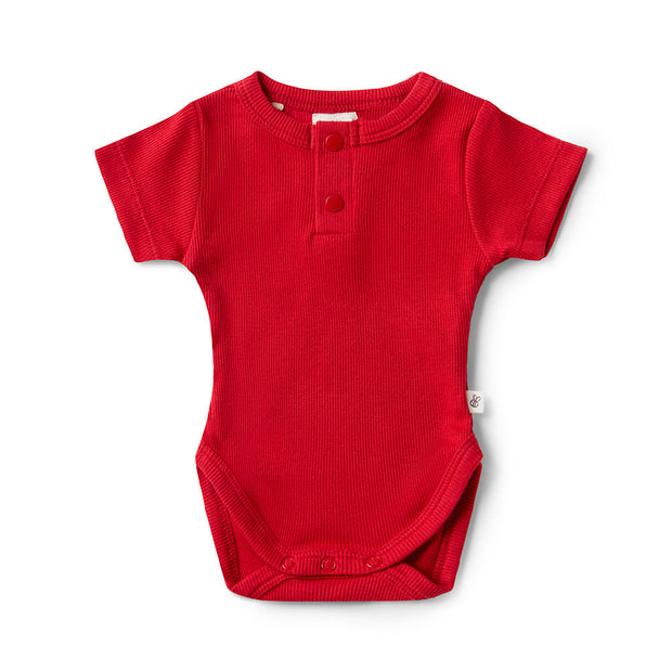 Snuggle Hunny Red Christmas Short Sleeve Organic Bodysuit