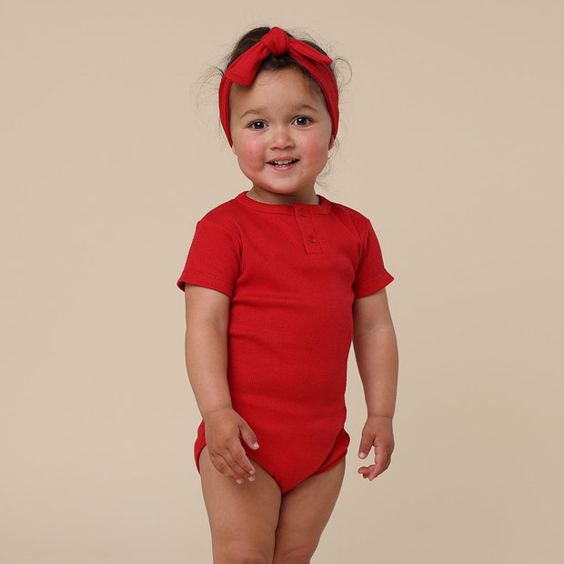 Snuggle Hunny Red Christmas Short Sleeve Organic Bodysuit