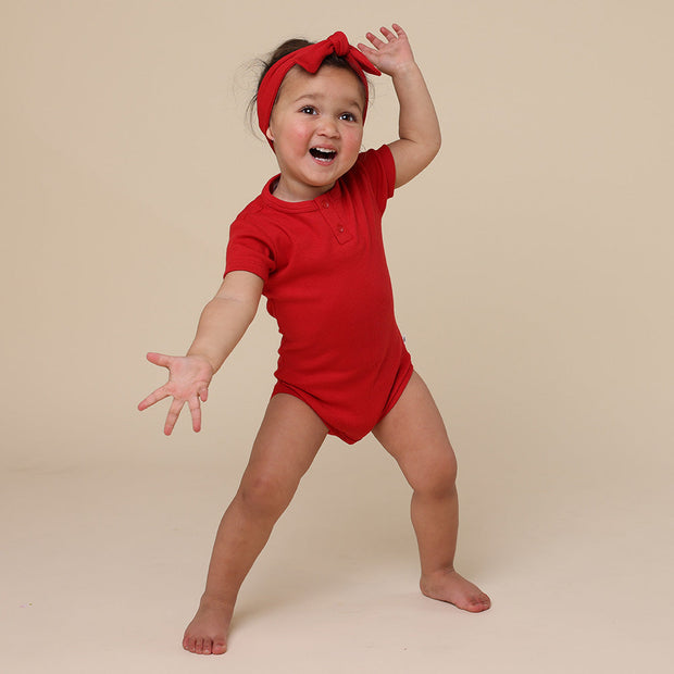 Snuggle Hunny Red Christmas Short Sleeve Organic Bodysuit