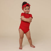 Snuggle Hunny Red Christmas Short Sleeve Organic Bodysuit