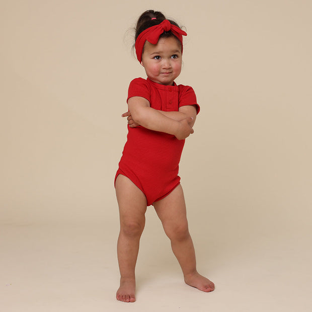 Snuggle Hunny Red Christmas Short Sleeve Organic Bodysuit