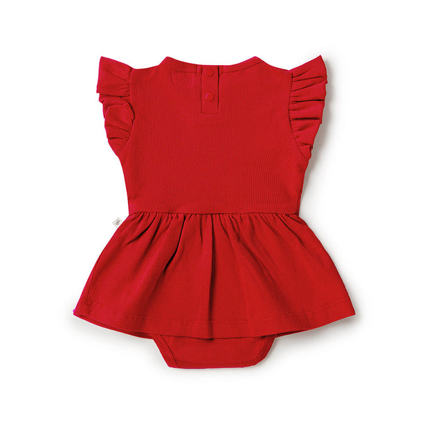Snuggle Hunny Red  Short Sleeve Organic Dress