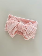 Petite & Co Chunky Velvet Ribbed Bow Headband - Pink