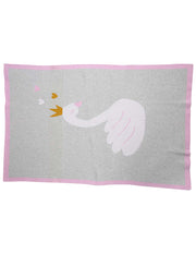 Korango Baby Girls Swan Princess Knit Blanket Grey Marle/Pink