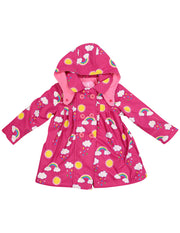 Korango Girls Rainwear Raincoat Rainbow Print  - Pink