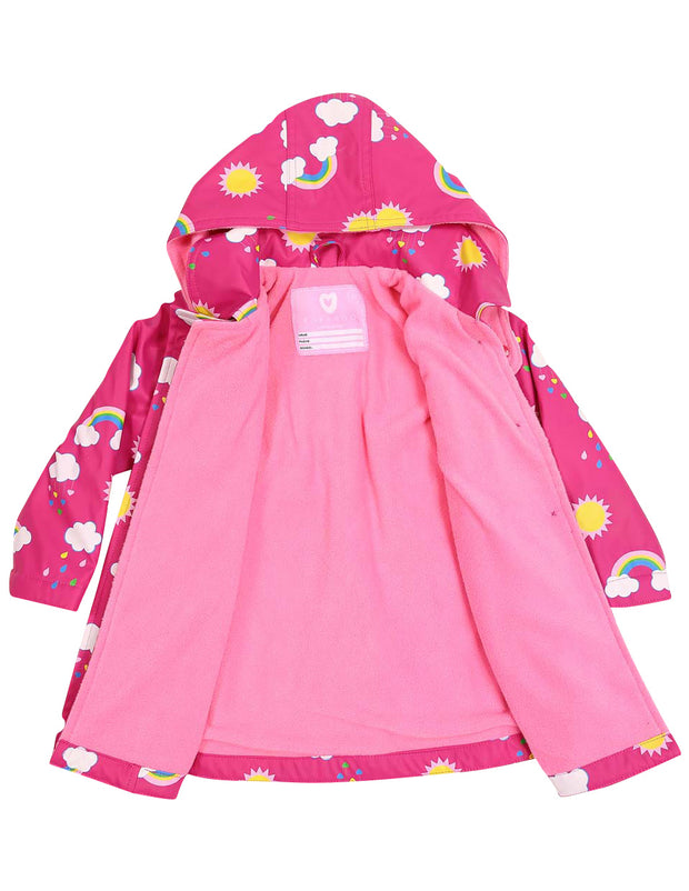 Korango Girls Rainwear Raincoat Rainbow Print  - Pink