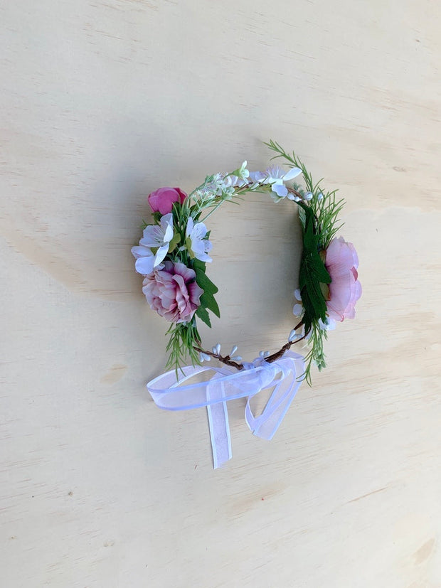 A Little Lacey Marla Girls Boho Dusty Pink Flower Crown