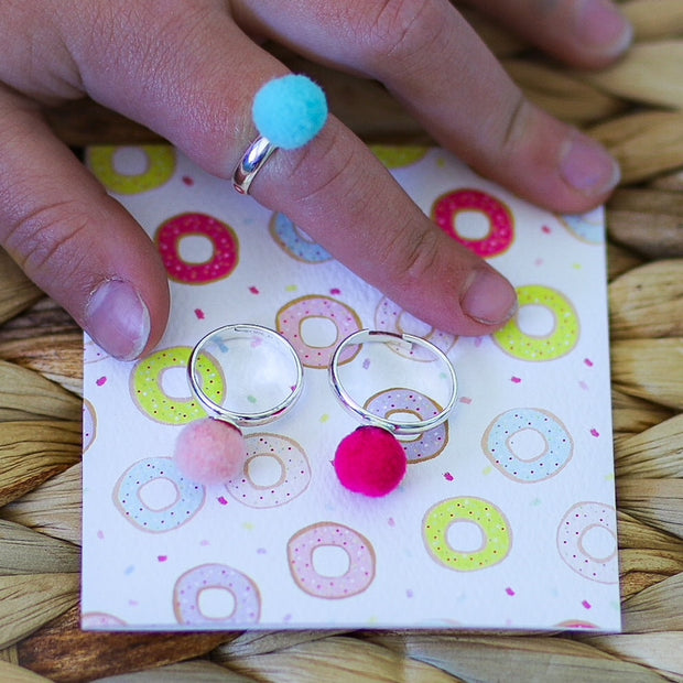 Lauren Hinkley Australia Pom Pom Rings  (Adjustable Size) Hot Pink