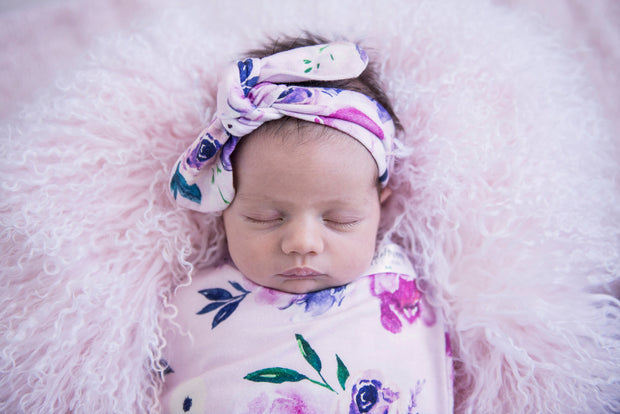 Snuggle Hunny Kids  Floral Kiss Snuggle Swaddle & Topknot Set