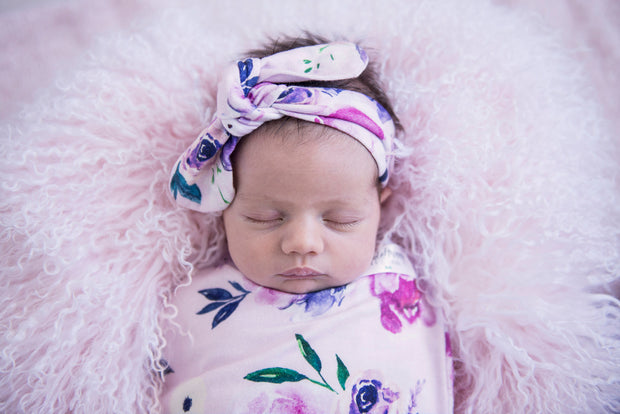 Snuggle Hunny Kids  Floral Kiss Snuggle Swaddle & Topknot Set