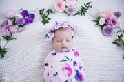 Snuggle Hunny Kids  Floral Kiss Snuggle Swaddle & Topknot Set