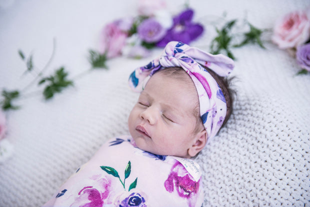 Snuggle Hunny Kids  Floral Kiss Snuggle Swaddle & Topknot Set