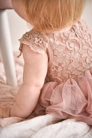 A Little Lacey Enchanted Angel Baby Girls Tutu Dress - Dusty Pink