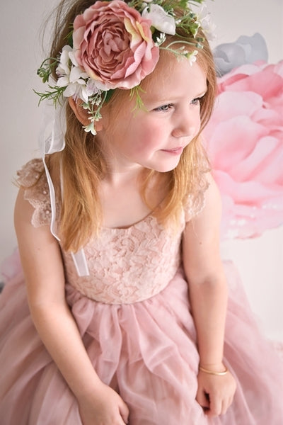 A Little Lacey Marla Girls Boho Dusty Pink Flower Crown