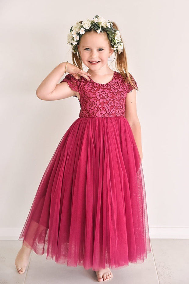 A Little Lacey Serenade Magenta Lace Dress