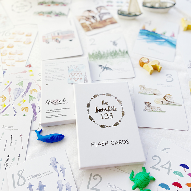 Adored Illustrations Flash Cards - The Incredible 123
