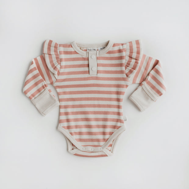 Snuggle Hunny Kids Long Sleeve Bodysuit / Rose Stripe