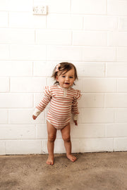 Snuggle Hunny Kids Long Sleeve Bodysuit / Rose Stripe