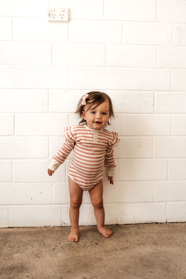 Snuggle Hunny Kids Long Sleeve Bodysuit / Rose Stripe