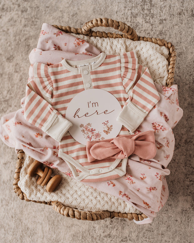 Snuggle Hunny Kids Long Sleeve Bodysuit / Rose Stripe