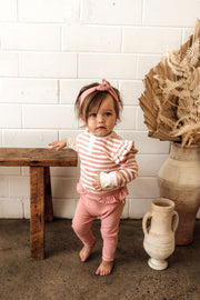 Snuggle Hunny Kids Long Sleeve Bodysuit / Rose Stripe