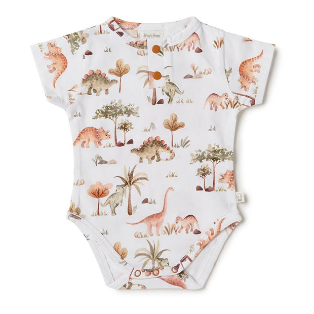 Snuggle Hunny Kids Dino Short Sleeve Organic Bodysuit