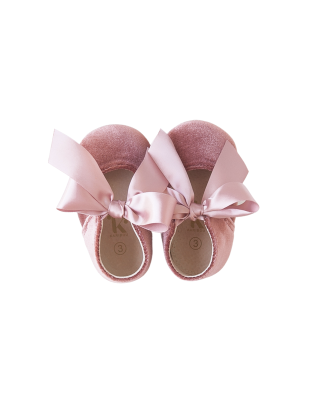 Karibou Victoria Velvet Baby Mary Jane Shoes - Vintage Rose