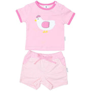 Korango Girls Hen Pink & White Summer 2 Piece Pyjama Set