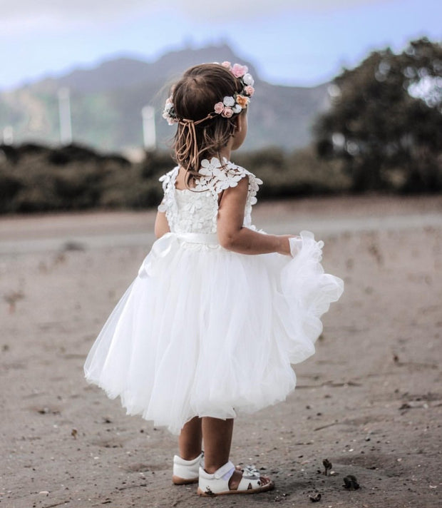 A Little Lacey Layla Girls White Tutu Dress