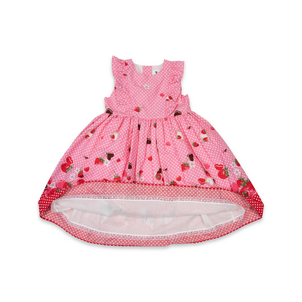 Korango Party Dress Strawberry Hearts Frill Dress - Pink