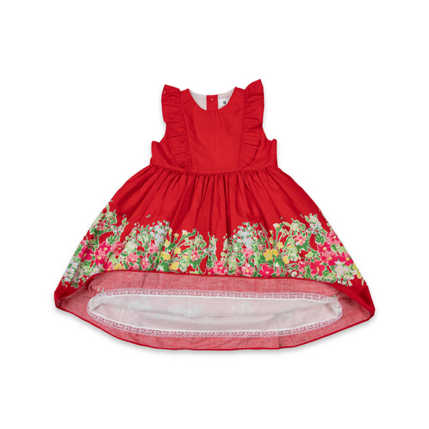 Korango Party Dress Floral Frill Dress - Red