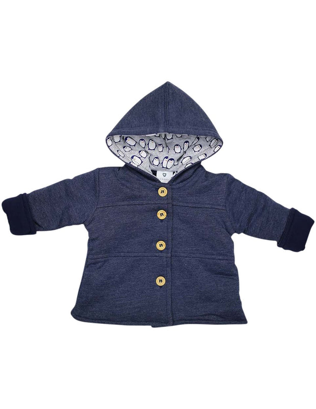 Korango Baby Penguin LIned Hooded Jacket - Navy