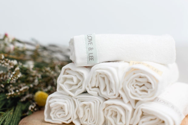 Love & Lee 100% Bamboo Washcloths - 8 pack
