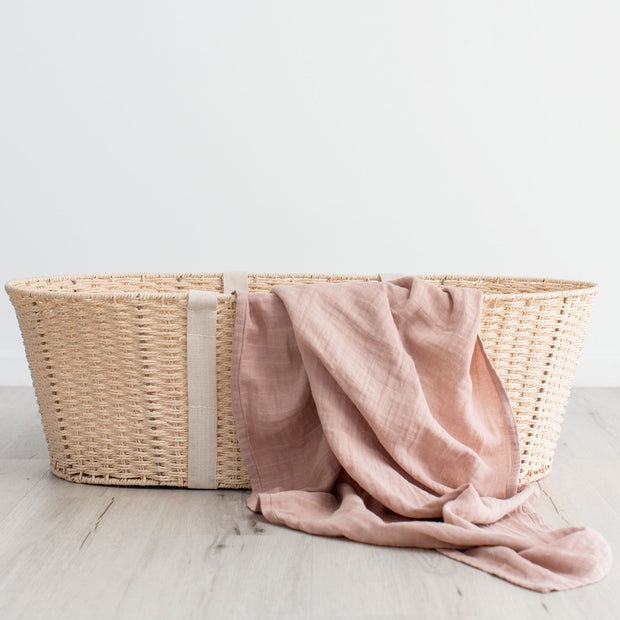 Love & Lee 100% Organic Cotton Muslin Swaddles - Dusty Pink