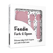 We Might Be Tiny Feedie Fork & Spoon Set - Dusty Rose