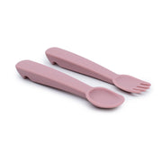 We Might Be Tiny Feedie Fork & Spoon Set - Dusty Rose