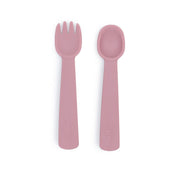 We Might Be Tiny Feedie Fork & Spoon Set - Dusty Rose